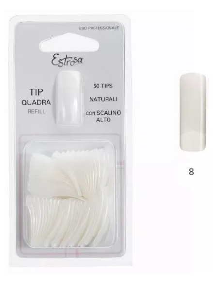 Estrosa Tips per Refill colore naturale a forma quadrata con scalino 50 pz
