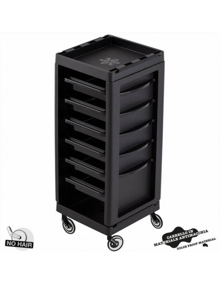 Ceriotti Carrello City a colonna in polipropilene Nero con 6 cassetti Ruote Alte