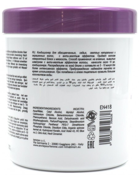 Envie Reflex Mask Antigiallo per capelli biondi, grigi o colorati 1000 ml