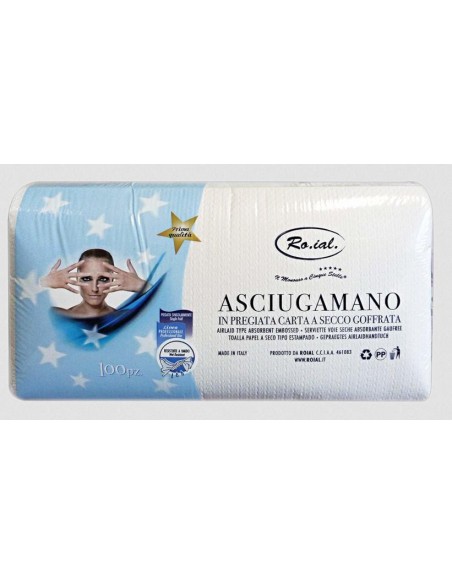 Ro.ial Asciugamani Goffrati in Carta a Secco 40 x70 cm 100 pz